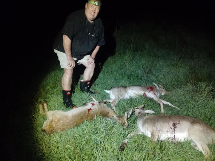 Chris with the first few fallow deer