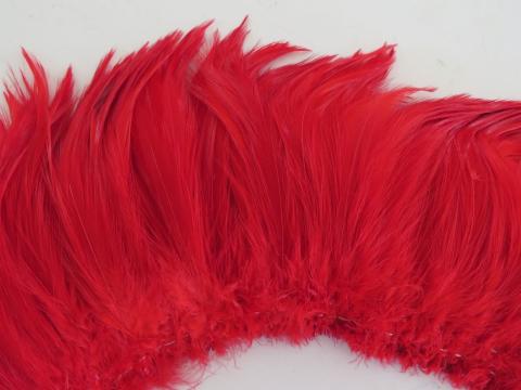 Red Rooster Hackle Strung Feathers