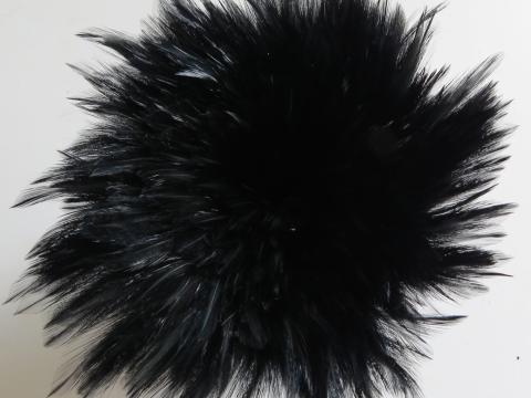 Black Rooster Hackle Strung Feathers Bulk