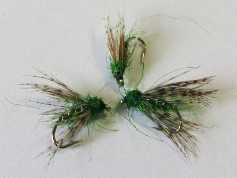 Green caddis soft hackle wee wets