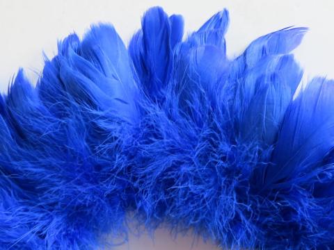 Royal blue goose coquille strung feathers